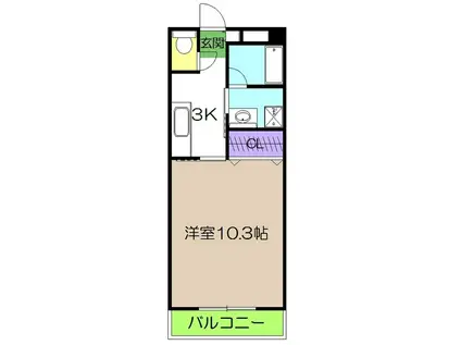 メゾンロンドゥ・トワ(1K/2階)の間取り写真