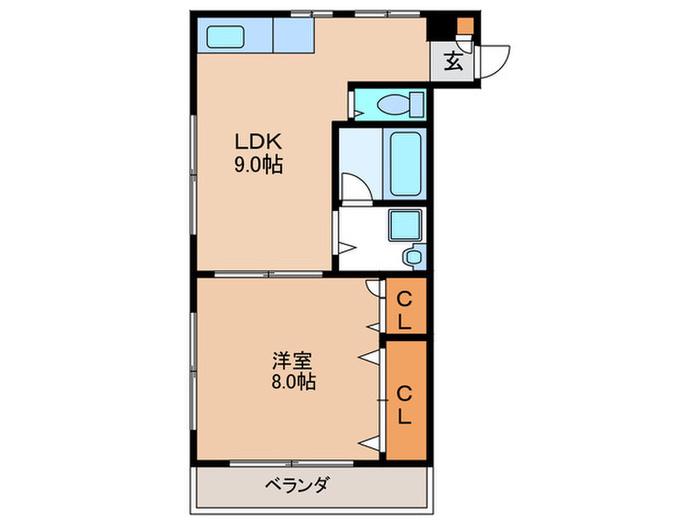 内田ビル(1LDK/3階)の間取り写真