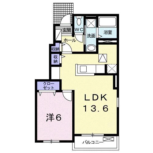ノースヴィレッジIV C(1LDK/1階)の間取り写真