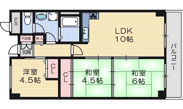サンパレス桃山台(3LDK/7階)の間取り写真
