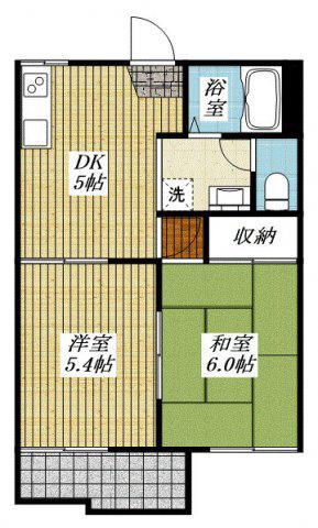 グリーンハイツ(2DK/1階)の間取り写真