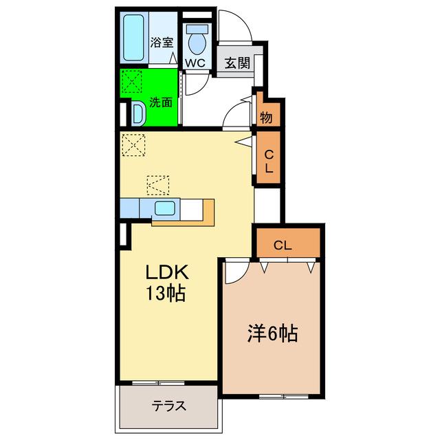 ルネッサ(1LDK/1階)の間取り写真