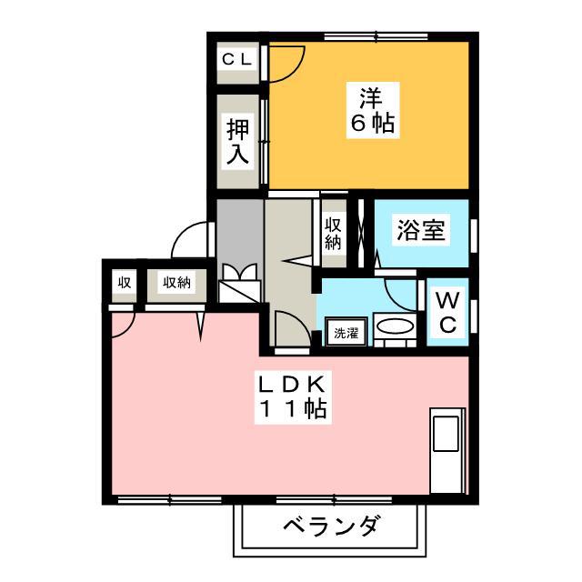 プラムフィールドA(1LDK/1階)の間取り写真