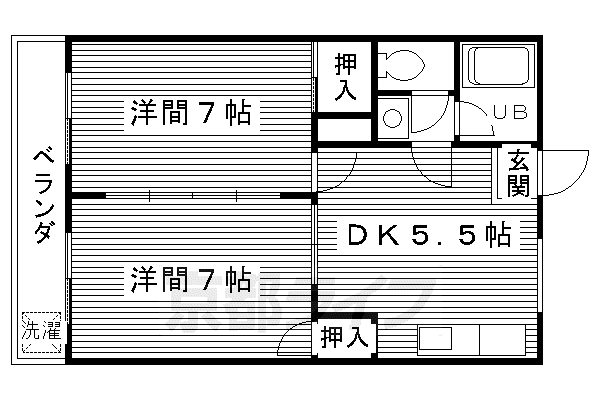 ビラデリンネ(2DK/4階)の間取り写真