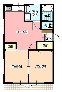 オリーブハウス(2DK/2階)の間取り写真