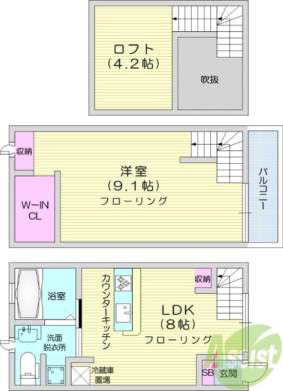 ALTAIR(1LDK/1階)の間取り写真