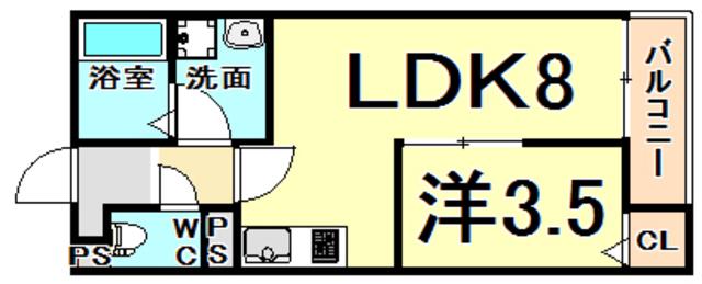 グラツィア千船(1LDK/1階)の間取り写真