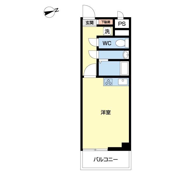 トーカンマンション医学町(ワンルーム/6階)の間取り写真