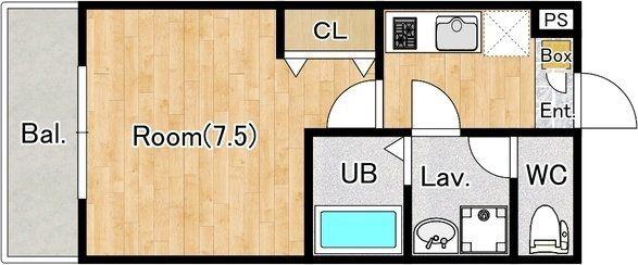 ジーメゾン入間東藤沢ルーチェ(1K/2階)の間取り写真
