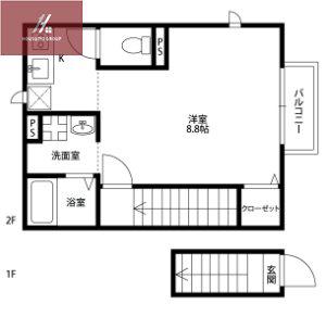 アムールBRILLER(1K/2階)の間取り写真