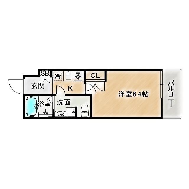 SWISS京橋(1K/8階)の間取り写真