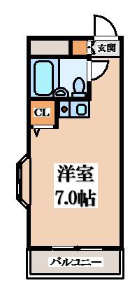 小若江スカイハイツ(ワンルーム/1階)の間取り写真