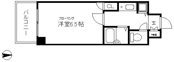 リーガル京都御所西(1K/2階)の間取り写真