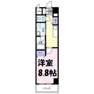 ニューシティアパートメンツ円上町(1K/6階)の間取り写真