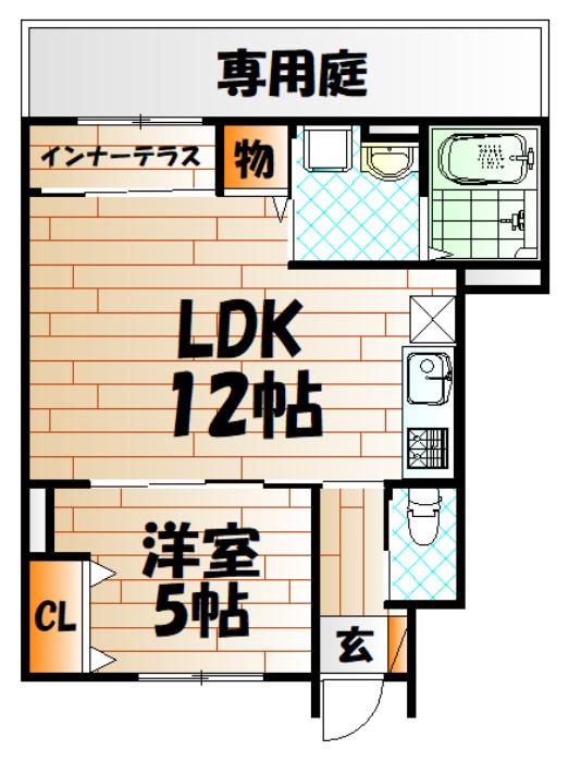 プランドール リサ(1LDK/1階)の間取り写真