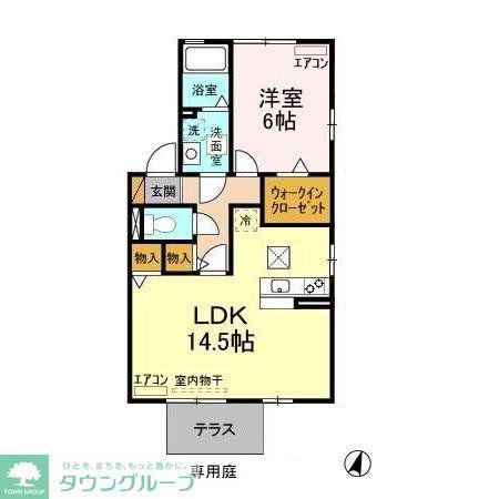 セブンオークスA・B・C・D・E・F・G(1LDK/1階)の間取り写真