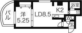 パークヒルズU・D・A(1LDK/4階)の間取り写真