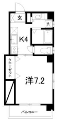 エスポワール大川筋(1K/2階)の間取り写真