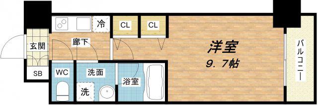 セイル淀屋橋(1K/11階)の間取り写真
