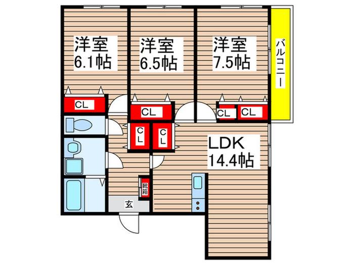 メゾン・ド・サムディ(3LDK/2階)の間取り写真