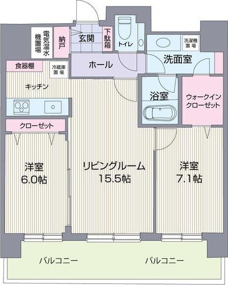 ダイアパレス札幌東アクティオ(2LDK/12階)の間取り写真