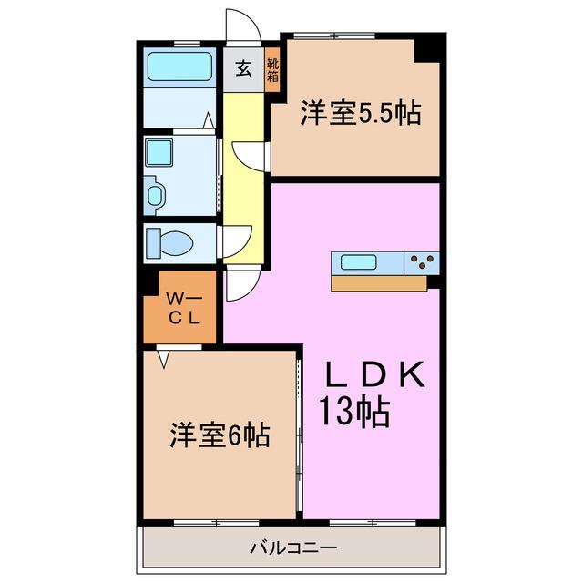 近藤ハイツ(2LDK/2階)の間取り写真