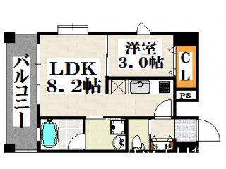 エトゥール博多駅北(1LDK/7階)の間取り写真