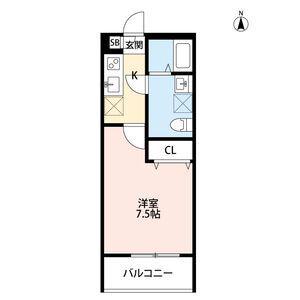 LOTUS TSUKAGUCHIIIロータス(1K/1階)の間取り写真