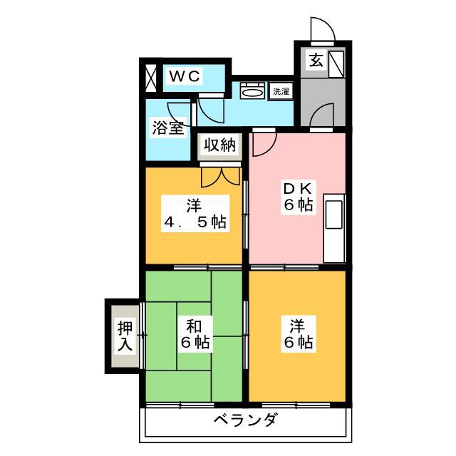 畑ハイツ(3DK/3階)の間取り写真
