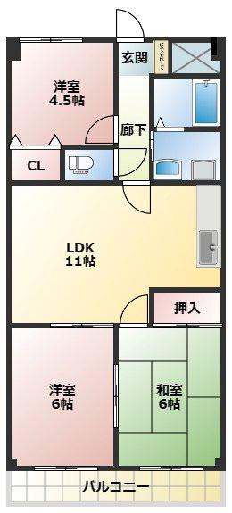 メゾントミタ(3LDK/3階)の間取り写真