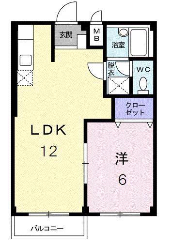 エルディム早川(1LDK/1階)の間取り写真