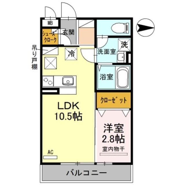 ボナール本館(1LDK/1階)の間取り写真