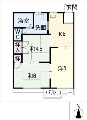 タウニー三郷(3K/2階)の間取り写真