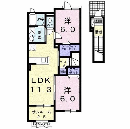 グレイス シェード C(2LDK/2階)の間取り写真
