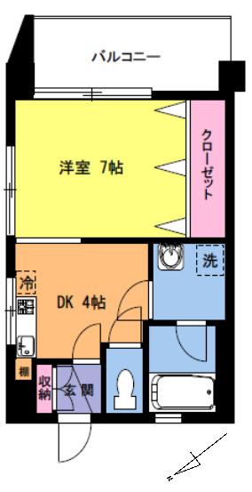 第一ビル(1K/4階)の間取り写真