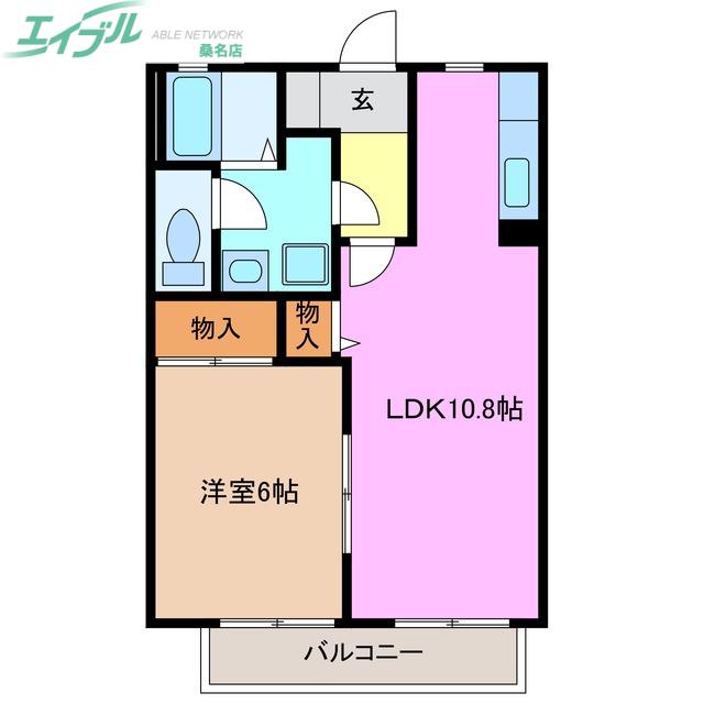 HALNAKAORE(1LDK/2階)の間取り写真
