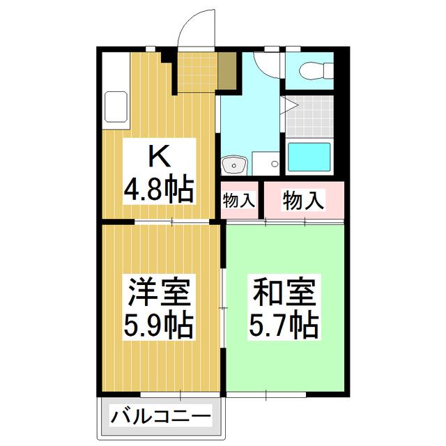 フレグランスA&A(2K/1階)の間取り写真