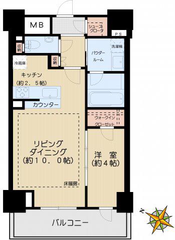 クレヴィア本郷(1LDK/4階)の間取り写真