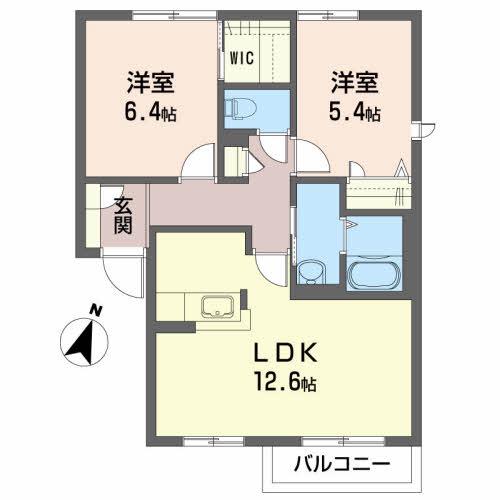 プロムナード鹿島B(2LDK/1階)の間取り写真