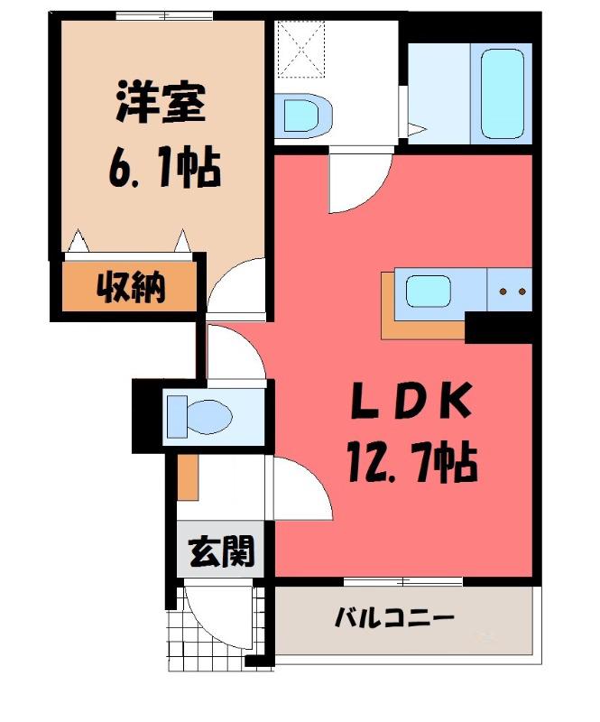 トゥルーグレイスIII(1LDK/1階)の間取り写真
