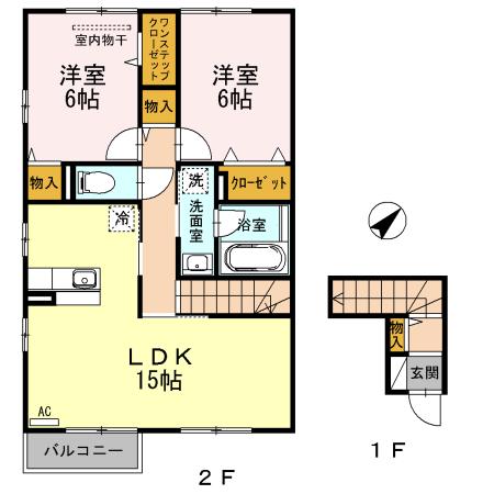 リュミエール(2LDK/2階)の間取り写真