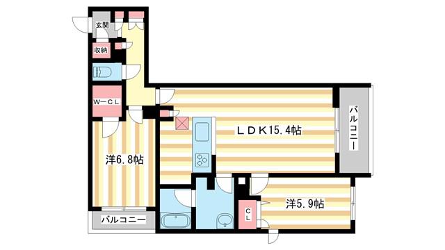 シャーメゾン フェリーチェ(2LDK/1階)の間取り写真