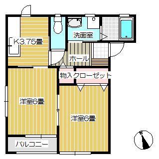 エスポワールA(1LDK/1階)の間取り写真