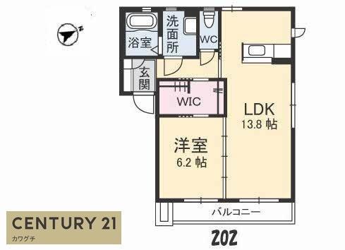 シャーメゾン島(1LDK/2階)の間取り写真