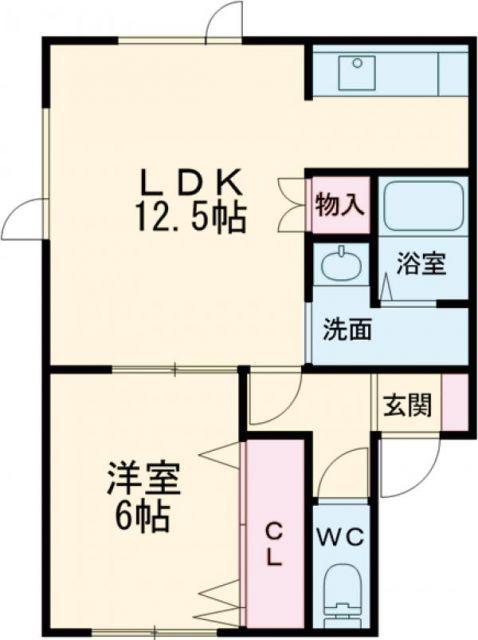 ORNATE(1LDK/1階)の間取り写真