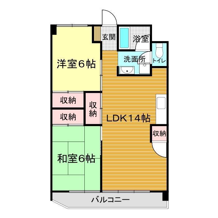 グリーンハイツ山の田(2LDK/2階)の間取り写真