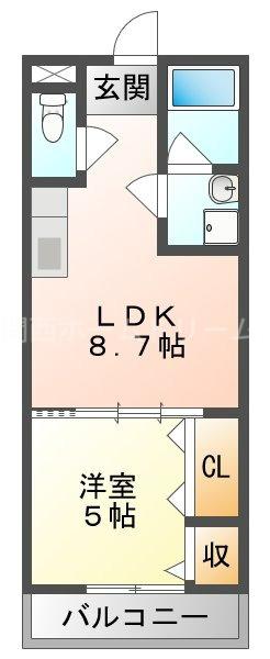 グランシール南寺方(1LDK/3階)の間取り写真