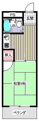 待兼ヒルハイツ(1DK/3階)の間取り写真