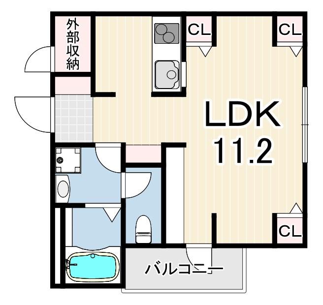 グランツコートジョン立花町(1LDK/1階)の間取り写真