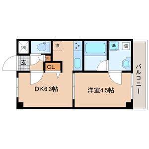 ハイツ広瀬(1DK/1階)の間取り写真